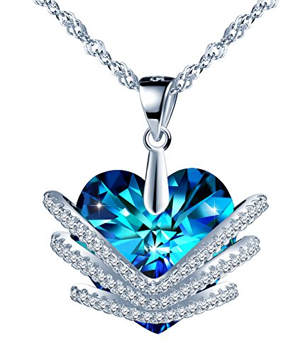 Yumilok 925 Sterling Silber Zirkonia Blau Swarovski Elemente Herzanhänger Halskette Kette mit Anhänger für Damen Mädchen Yumilok 925 Sterling Silber Zirkonia Blau Swarovski Elemente Herzanhänger Halskette Kette mit Anhänger für Damen Mädchen von Yumilok