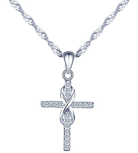 Yumilok Damen Halskette mit Kreuz Anhänger Basic Religion in 925 Sterling Silber Unendlichkeit Damen Kette Zirkonia 45 cm lang für Damen Herren Yumilok Damen Halskette mit Kreuz Anhänger Basic Religion in 925 Sterling Silber Unendlichkeit Damen Kette Zirkonia 45 cm lang für Damen Herren von Yumilok