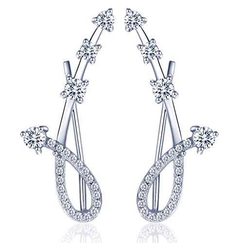 Yumilok 925 Sterling Silber Zirkonia Musiknote Ohrstecker Ohrklemme Ohrringe Hypoallergen Ohrschmuck Ear Cuffs für Damen Frauen Mädchen von Yumilok