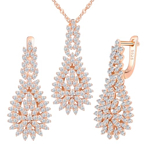 Yumilok Blatt Tropfen Zirkonia Creolen Ohrringe Damen Ohrhänger 925er-Sterling Silber Halskette Damen mit Anhänger Roségold Yumilok Blatt Tropfen Zirkonia Creolen Ohrringe Damen Ohrhänger 925er-Sterling Silber Halskette Damen mit Anhänger Roségold von Yumilok