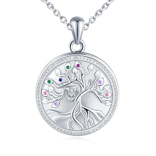 Yumilok Damen Halskette 925 Sterling Silber Kette Lebensbaum Herz Stammbaum Zirkonia Mehrfarbig Rund Medaillon zum Öffnen für Bilder Foto Yumilok Damen Halskette 925 Sterling Silber Kette Lebensbaum Herz Stammbaum Zirkonia Mehrfarbig Rund Medaillon zum Öffnen für Bilder Foto von Yumilok
