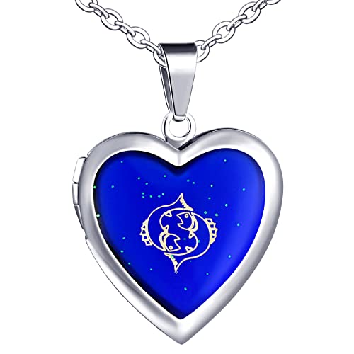 Yumilok Damen Halskette Herren Kette Edelstahl mit Herz Anhänger Fische Foto Medaillon Thermo Stimmung Farbwechsel für Frau Mann Männer Yumilok Damen Halskette Herren Kette Edelstahl mit Herz Anhänger Fische Foto Medaillon Thermo Stimmung Farbwechsel für Frau Mann Männer von Yumilok