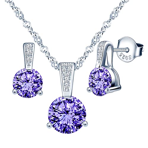 Yumilok Halskette Ohrringe Set für Damen Halskette & Ohrringe Set Schmuckset mit Zirkonia,925 Sterling Silber Schmuck Set für Frauen von Yumilok