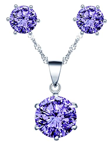 Yumilok Damen Halskette Ohrringe Schmuck set Frauen Halskette Ohrringe Kette Set 925 Sterling Silber Modeschmuck Kette Geschenke für Frauen Freundin von Yumilok