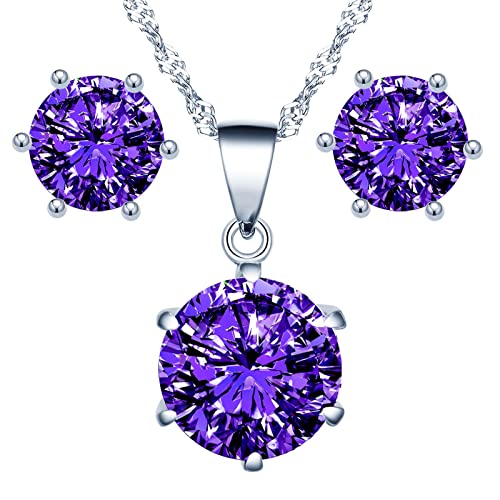 Yumilok Damen Schmuck Set Ohrringe Halskette 925 Sterling Silber Ohrring mit Zirkonia Allergiefrei Hochzeit Verlobung Partz Schmuck Passt Abendkleid von Yumilok