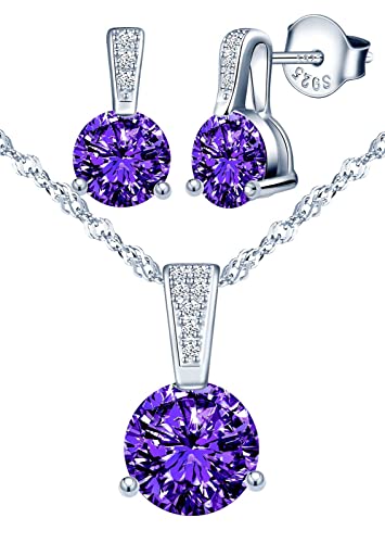 Yumilok Silber Schmuck Set für Damen Halskette & Ohrringe Set Schmuckset mit Zirkonia, Allergenfrei Schmuck Set für Frauen Mädchen von Yumilok