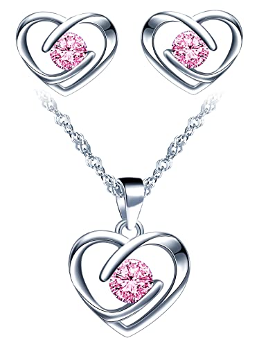 Yumilok Damen Halskette und Ohrringe Set Schmuck Set Anhänger Halskette und Ohrringe Set Zirkonia Schmuck für Frauen von Yumilok