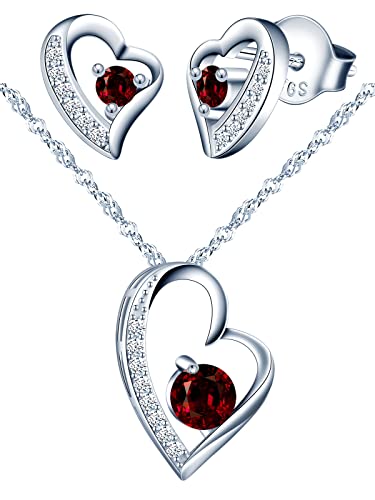 Yumilok Schmuck Set Damen Silber 925 mit Zirkonia Herz Schmuckset Kette und Ohrringe Set Damenschmuck Silberschmuck Set Schmuck Damen Frauen Freundin von Yumilok
