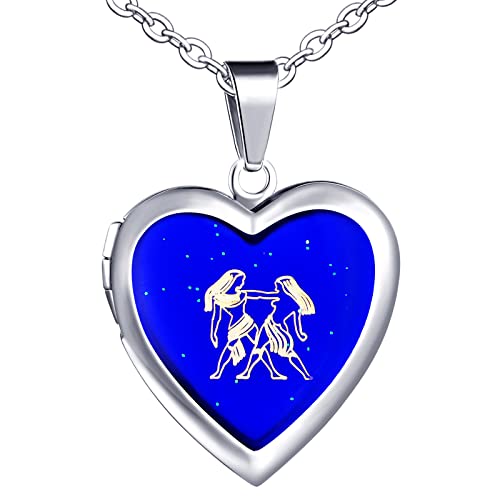 Yumilok Damen Kette Herren Edelstahl Halskette mit Herz Anhänger Zwillinge Foto Medaillon Thermo Stimmung Farbwechsel für Frau Mann Männer Yumilok Damen Kette Herren Edelstahl Halskette mit Herz Anhänger Zwillinge Foto Medaillon Thermo Stimmung Farbwechsel für Frau Mann Männer von Yumilok