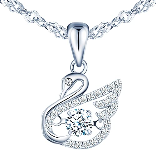 Yumilok Damen Kette aus Sterling Silber 925 mit Schwan Anhänger Zirkonia Halskette Kette mit Anhänger für Damen Kinder von Yumilok