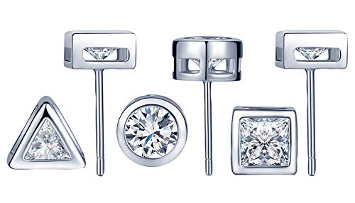Yumilok Damen Ohrringe 925 Sterling Silber Ohrstecker mit Zirkonia 3 Paare in Rund Dreieck Würfel Ohrringe Stecker Set für Herren Mädchen Yumilok Damen Ohrringe 925 Sterling Silber Ohrstecker mit Zirkonia 3 Paare in Rund Dreieck Würfel Ohrringe Stecker Set für Herren Mädchen von Yumilok