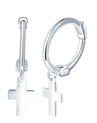 Yumilok Damen Ohrringe Ohrstecker Kreuz creolen Drop Dangle klein 925 Sterling Silber Huggie Knorpel Piercings Für Frauen von Yumilok