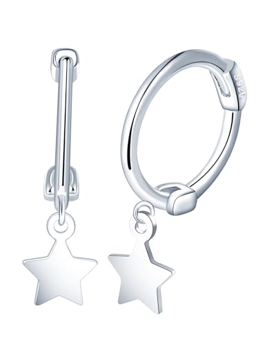 Yumilok Damen Ohrringe Ohrstecker Stern creolen Drop Dangle klein 925 Sterling Silber Hoop Huggie Piercings Für Frauen von Yumilok