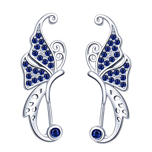 Yumilok Damen Ohrstecker Knorpel Schmuck Ohrklemme Ohrringe Ohrclip 925er Sterling Silber Schmetterling Mädchen-Ohrstecker Zirkonia von Yumilok
