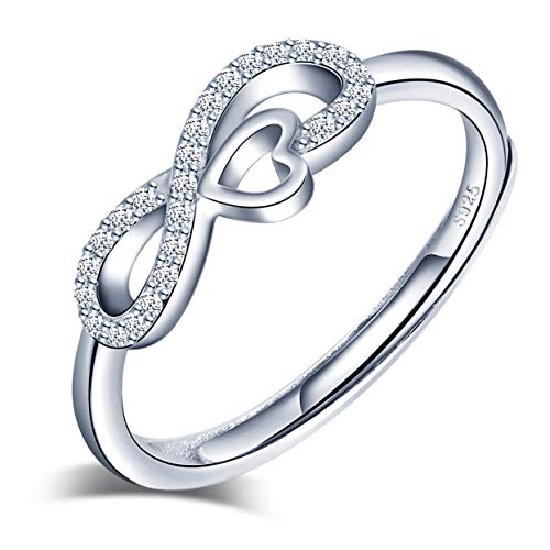 Yumilok Ring für Damen Zirkonia Jubiläum Ehering 925 Sterling Silber Einstellbar Unendlichkeit Herz rhodiniert Hochzeit Band Yumilok Ring für Damen Zirkonia Jubiläum Ehering 925 Sterling Silber Einstellbar Unendlichkeit Herz rhodiniert Hochzeit Band von Yumilok