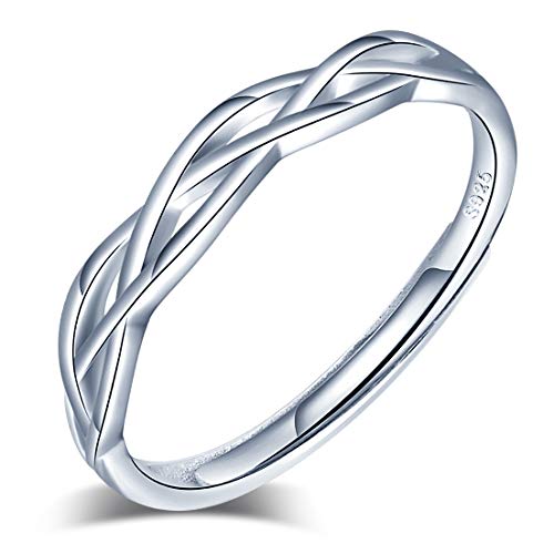 Yumilok Damen-Ring Einstellbar Jahrestag Ring Knoten Infinity Unendlichkeit Partnerringe Fingerring Midi Ring Vertrauensring Silber 925 für Frauen Mädchen von Yumilok