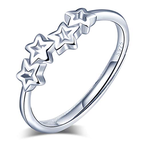 Yumilok Damen-Ring Einstellbar Jahrestag Ring Stern Sternchen Partnerringe Fingerring Midi Ring Vertrauensring Silber 925 für Frauen Mädchen von Yumilok