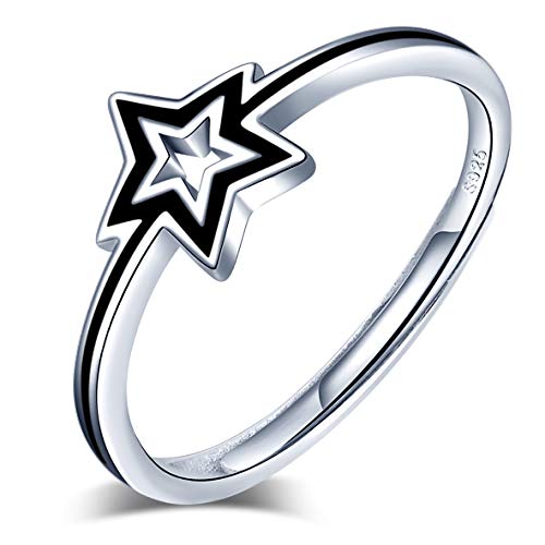 Yumilok Damen-Ring Einstellbar Jahrestag Ring Sterne Pentagramm Partnerringe Fingerring Midi Ring Vertrauensring 925 Sterling Silber für Frauen Mädchen Yumilok Damen-Ring Einstellbar Jahrestag Ring Sterne Pentagramm Partnerringe Fingerring Midi Ring Vertrauensring 925 Sterling Silber für Frauen Mädchen von Yumilok