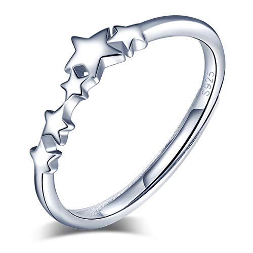 Yumilok Damen-Ring Einstellbar Jahrestag Ring Sterne Stern Partnerringe Fingerring Midi Ring Vertrauensring Silber 925 für Frauen Mädchen von Yumilok