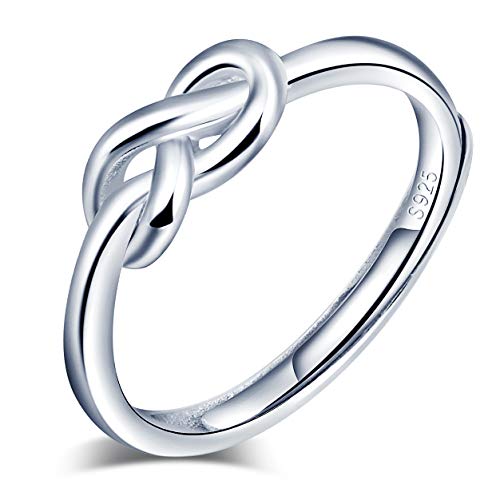 Yumilok Damen Ringe Einstellbar Öffnen Knote Ring Knoten Unendlich Twisted Trend Partnerringe Fingerring Vertrauensring 925 Sterling Silber für Frauen Mädchen von Yumilok