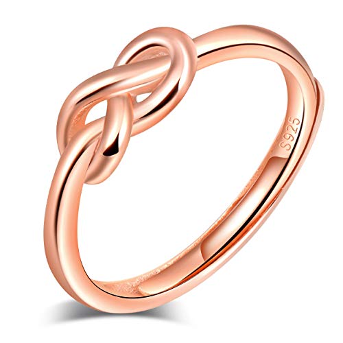 Yumilok Damen Ringe Einstellbar Öffnen Knote Ring Unendlich Twisted Jahrestag Ring Partnerringe Fingerring Vertrauensring 925 Sterling Silber für Frauen Roségold von Yumilok