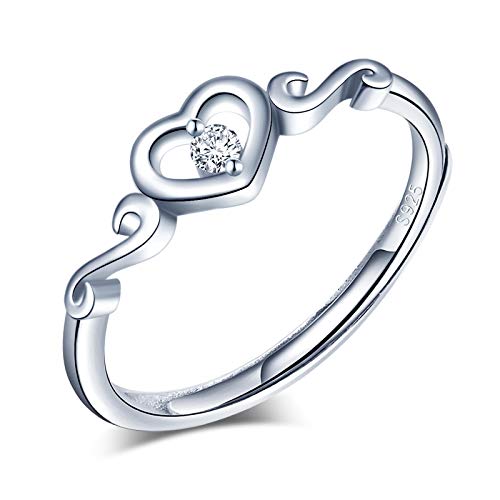 Yumilok Damenring Herz Ring Zirkonia Ehering Verlobungsring Freundschaftsring Lifestyle-Ring 925 Sterling Silber verstellbar für Damen Yumilok Damenring Herz Ring Zirkonia Ehering Verlobungsring Freundschaftsring Lifestyle-Ring 925 Sterling Silber verstellbar für Damen von Yumilok