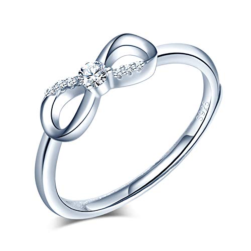 Yumilok Damenring Unendlichkeit infinity Ring Zirkonia Ehering Verlobungsring Freundschaftsring Lifestyle-Ring 925 Sterling Silber von Yumilok