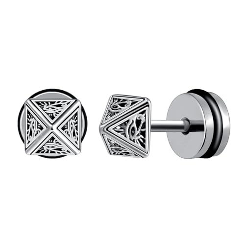 Yumilok Dreieck Pyramide Ohrringe für Herren Damen Huggie Creolen Edelstahl Ohrringe Punk Ohrhänger Ohrringe Gold Ohrpiercing Helix Tragus von Yumilok