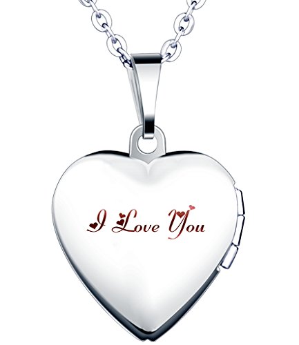Yumilok Halskette für Damen Herren mit I Love You Gravur Foto Medaillon zum Öffnen Photo Bilder Amulett Silberfarben Rosa Herzanhänger für Damen Mädchen Yumilok Halskette für Damen Herren mit I Love You Gravur Foto Medaillon zum Öffnen Photo Bilder Amulett Silberfarben Rosa Herzanhänger für Damen Mädchen von Yumilok