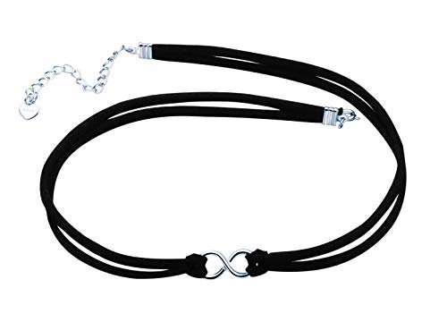 Yumilok Frauen Damen Mädchen Choker Halskette mit Infinity Unendlichkeit Symbol Anhänger Halsband Schwarz Seil Kette von Yumilok