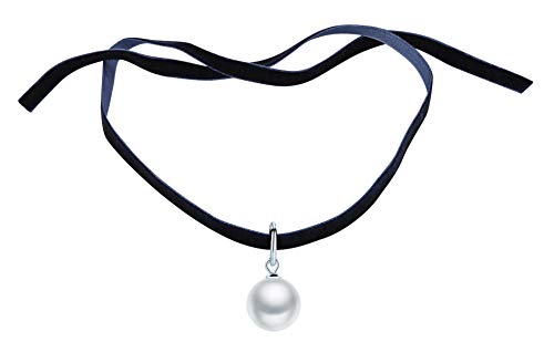 Yumilok Frauen Damen Mädchen Choker Kette Halskette mit Perlen Anhänger Schwarz Samt Halsband Halsband Schön Geschenk von Yumilok