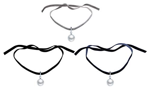 Yumilok Frauen Damen Mädchen Choker Kette Halskette mit Perlen Anhänger Schwarz Samt Halsband Halsband Schön Geschenk von Yumilok