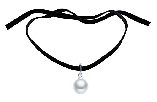 Yumilok Frauen Damen Mädchen Choker Kette Halskette mit Perlen Anhänger Schwarz Samt Halsband Halsband Schön Geschenk von Yumilok