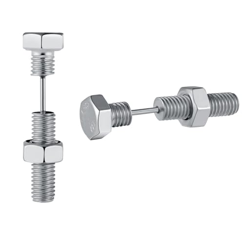 Yumilok Frauen Männer Punk Edelstahl Schraube Ohrstecker Ohrringe Herren Schmuck Silber Ohrpiercing Piercing Knorpel von Yumilok