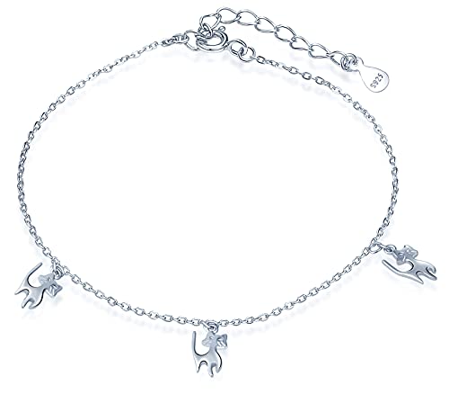 Yumilok Fusskettchen Armband mit Charms Katze Anhänger Länge verstellbar Fußspange Fußband Knöchel Armband für Frauen Mädchen von Yumilok
