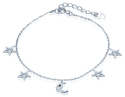 Yumilok Fusskettchen Armband mit Charms Mond Anhänger Stern Länge verstellbar Fußspange Fußband Knöchel Armband für Frauen Mädchen von Yumilok