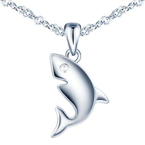 Yumilok Halskette Damen in 925 Sterling Silber Anhänger Hai Halskette Kette mit Anhänger für Damen Kinder von Yumilok