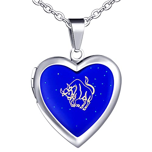 Yumilok Herren Herren Kette Damen Halskette Edelstahl mit Herz Anhänger Stier Foto Medaillon Thermo Stimmung Farbwechsel für Frauen Mann Yumilok Herren Herren Kette Damen Halskette Edelstahl mit Herz Anhänger Stier Foto Medaillon Thermo Stimmung Farbwechsel für Frauen Mann von Yumilok
