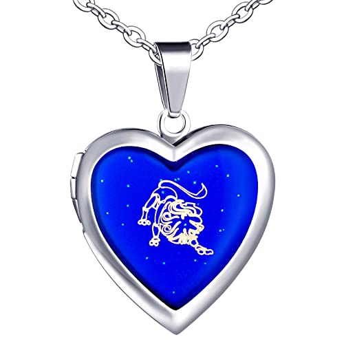 Yumilok Herren Kette Damen Halskette Edelstahl mit Herz Anhänger Löwe Foto Medaillon Thermo Stimmung Farbwechsel für Mädchen Mann Männer Yumilok Herren Kette Damen Halskette Edelstahl mit Herz Anhänger Löwe Foto Medaillon Thermo Stimmung Farbwechsel für Mädchen Mann Männer von Yumilok