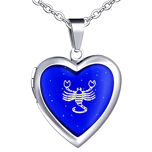 Yumilok Herren Kette aus Edelstahl Damen Halskette mit Herz Anhänger Skorpion Foto Medaillon Thermo Stimmung Farbwechsel für Frau Männer Yumilok Herren Kette aus Edelstahl Damen Halskette mit Herz Anhänger Skorpion Foto Medaillon Thermo Stimmung Farbwechsel für Frau Männer von Yumilok