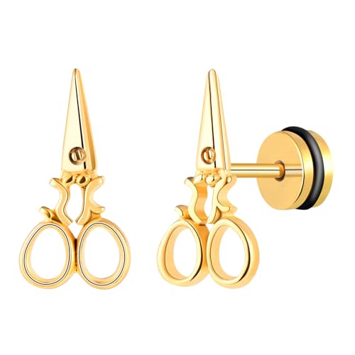 Yumilok Herren Ohrringe Edelstahl Schere Creolen Ohrringe Damen Ohrstecker Knorpelohrringe Piercing Huggie von Yumilok