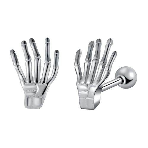 Yumilok Herren Ohrringe Edelstahl Skelett Hand Damen Ohrringe Gotik Piercing Schmuck Geschenke für Frauen Mädchen Creolen Ohrstecker von Yumilok