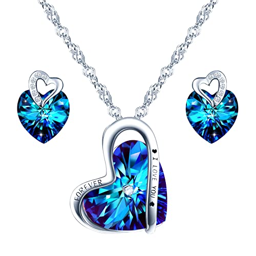 Yumilok Herzkette Silber 925 Damen-Kette Ohrstecker mit Herz-Anhänger Ich Liebe Dich für Frauen Freundin Zirkonia Stein Schmuck Silberkette Damen Ohrstecker Set … von Yumilok