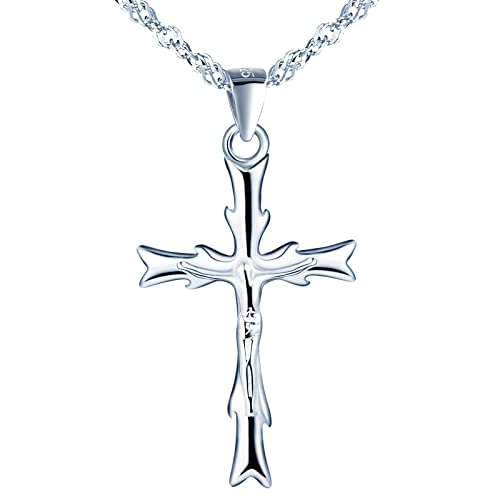 Yumilok Kette Damen 925 Sterling Silber Halskette für Frauen Kreuz Jesus Damen Halskette Kette mit Anhänger von Yumilok