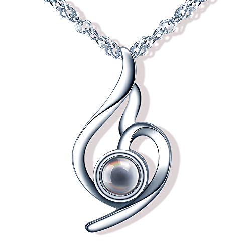 Yumilok Kette Damen Halskette 100 Sprachen Ich Liebe Dich Hochzeits 925 Sterling Silber mit Anhänger Geschenk für Mama Frau Freundin von Yumilok