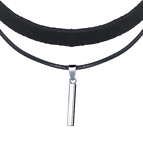 Yumilok Kette Damen Halskette Collier 925 Sterling Silber Choker Lederseil schwarz für Frauen Sie Freundin von Yumilok