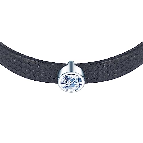 Yumilok Kette Damen Halskette Collier 925 Sterling Silber Choker Zirkonia Lederseil schwarz für Damen Freundin von Yumilok