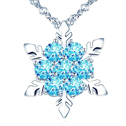 Yumilok Kette Damen Halskette Collier 925 Sterling Silber Zirkonia Schneeflocke mit Anhänger für Damen Freundin von Yumilok