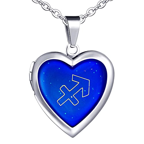 Yumilok Kette Damen Halskette Herren Edelstahl mit Herz Anhänger Schütze Foto Medaillon Thermo Stimmung Farbwechsel für Frau Mann Männer Yumilok Kette Damen Halskette Herren Edelstahl mit Herz Anhänger Schütze Foto Medaillon Thermo Stimmung Farbwechsel für Frau Mann Männer von Yumilok