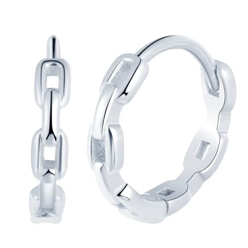 Yumilok Kette Form Ohrringe Creolen Damen Ohrringe aus 925 Sterlingsilber Klein Huggie Damen Ohrringe für Frauen Mädchen von Yumilok